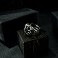 Yuuzo 925 Japan Eagle Claw Black Stone Ring • Dark Gothic Vintage Raptor-Inlaid Engraved Art Band for Men & Women