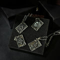 Yuuzo Ace of Spades 925 Japan Pendant Necklace • Gothic Retro Blue Gem Inlaid Silver Jewelry for Men & Women