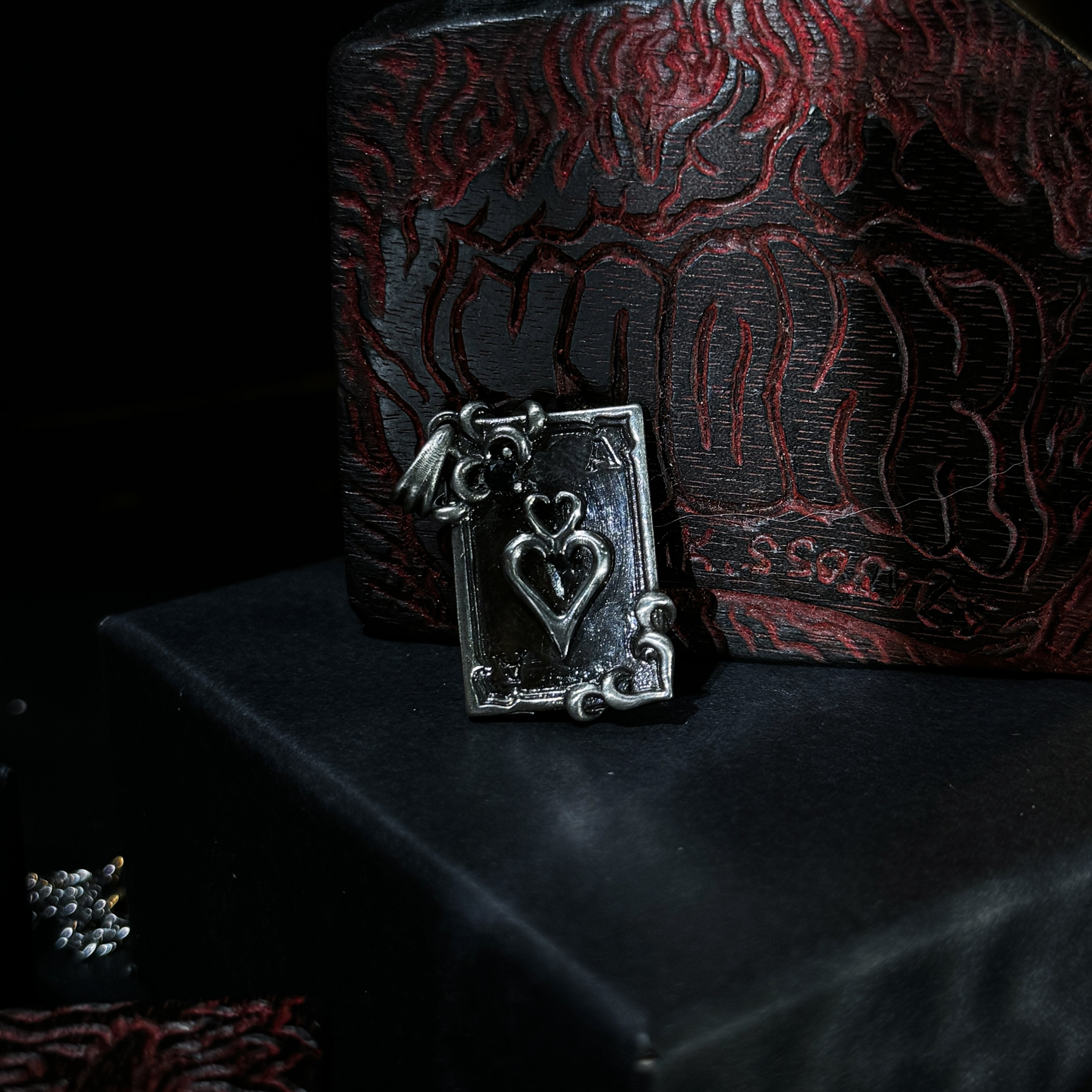 Yuuzo Ace of Spades 925 Japan Pendant Necklace • Gothic Retro Blue Gem Inlaid Silver Jewelry for Men & Women