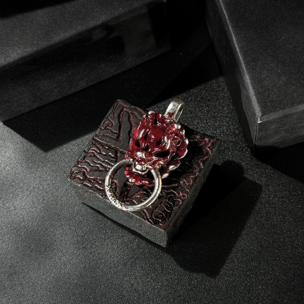 Yuuzo 925 Japan，925 Dragon Head Pendant, Red Lacquer Craft Jewelry • Traditional Intangible Cultural Heritage Lacquer, Pure Carving, Retro Chinese Style Unisex Pendant