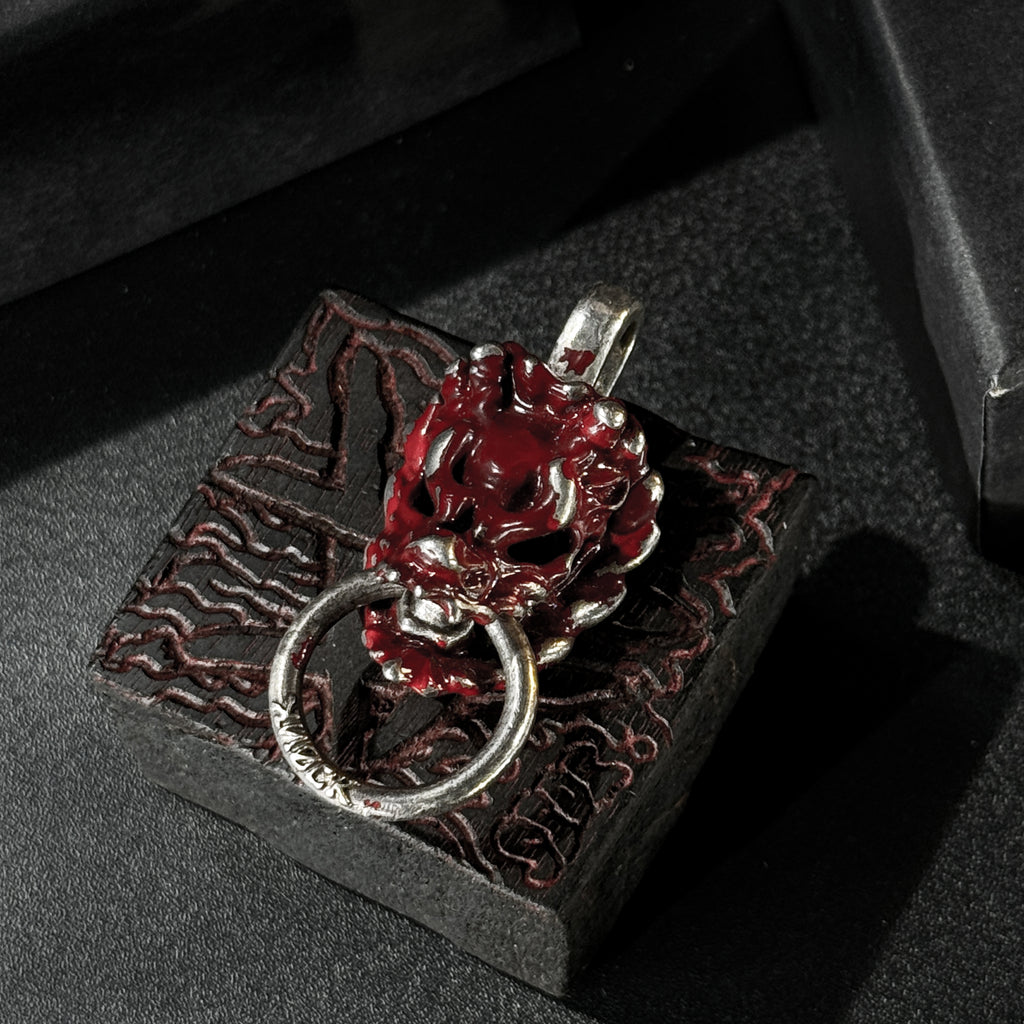 Yuuzo 925 Japan，925 Dragon Head Pendant, Red Lacquer Craft Jewelry • Traditional Intangible Cultural Heritage Lacquer, Pure Carving, Retro Chinese Style Unisex Pendant