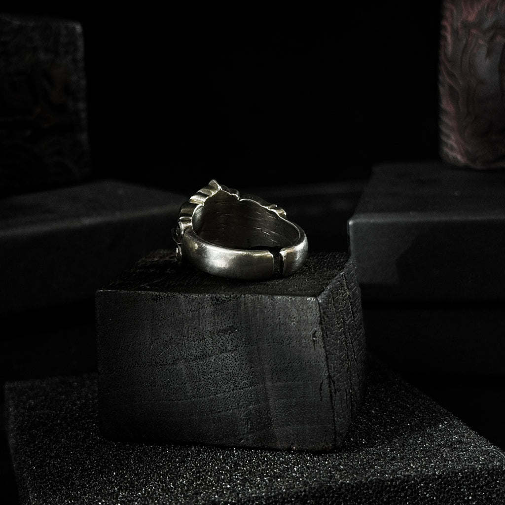 Yuuzo 925 Japan Gothic Dark Cross Ring • Vintage Textured Engraved Art Band for Men & Women
