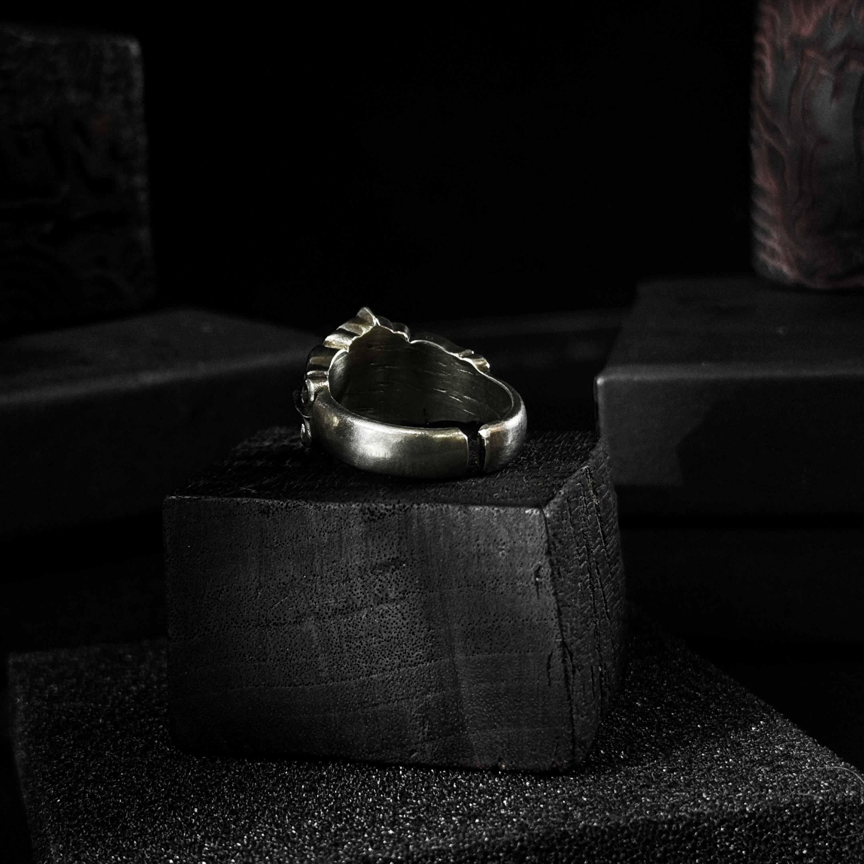 Yuuzo 925 Japan Gothic Dark Cross Ring • Vintage Textured Engraved Art Band for Men & Women
