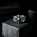 Yuuzo 925 Japan Gothic Dark Cross Ring • Vintage Textured Engraved Art Band for Men & Women