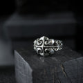 Yuuzo 925 Japan Gothic Dark Tentacle Ring • Vintage Octopus-Inspired Cross Engraved Art Band for Men & Women