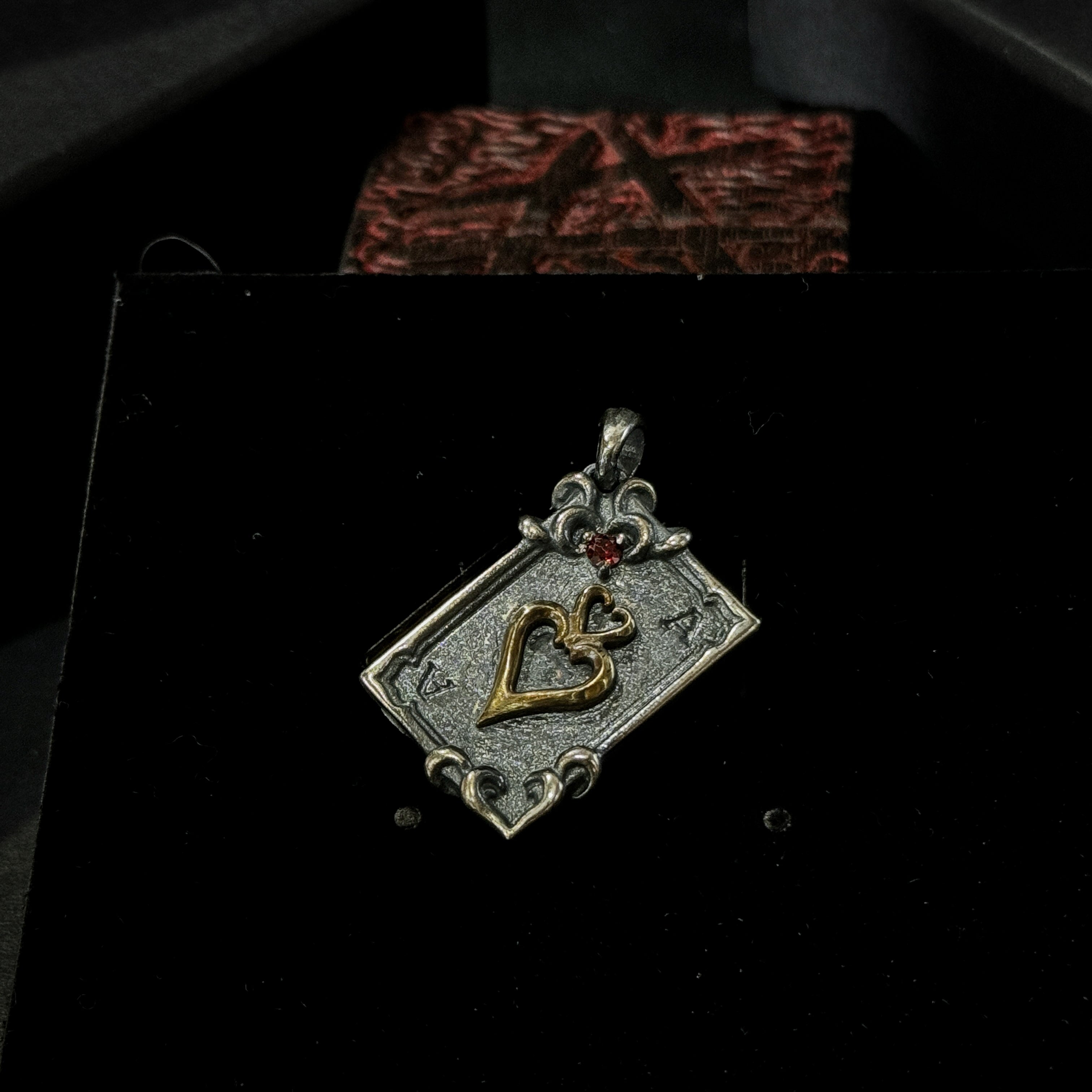 Yuuzo Ace of Spades 925 Japan Pendant Necklace • Gothic Retro Blue Gem Inlaid Silver Jewelry for Men & Women