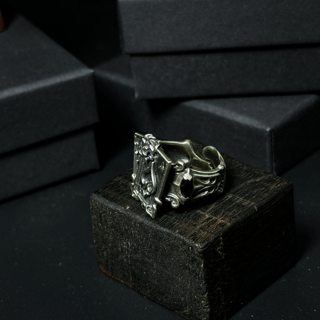 Yuuzo 925 Japan Ace of Spades Poker Ring • Dark Gothic Vintage Card-Inspired Engraved Art Band for Men & Women