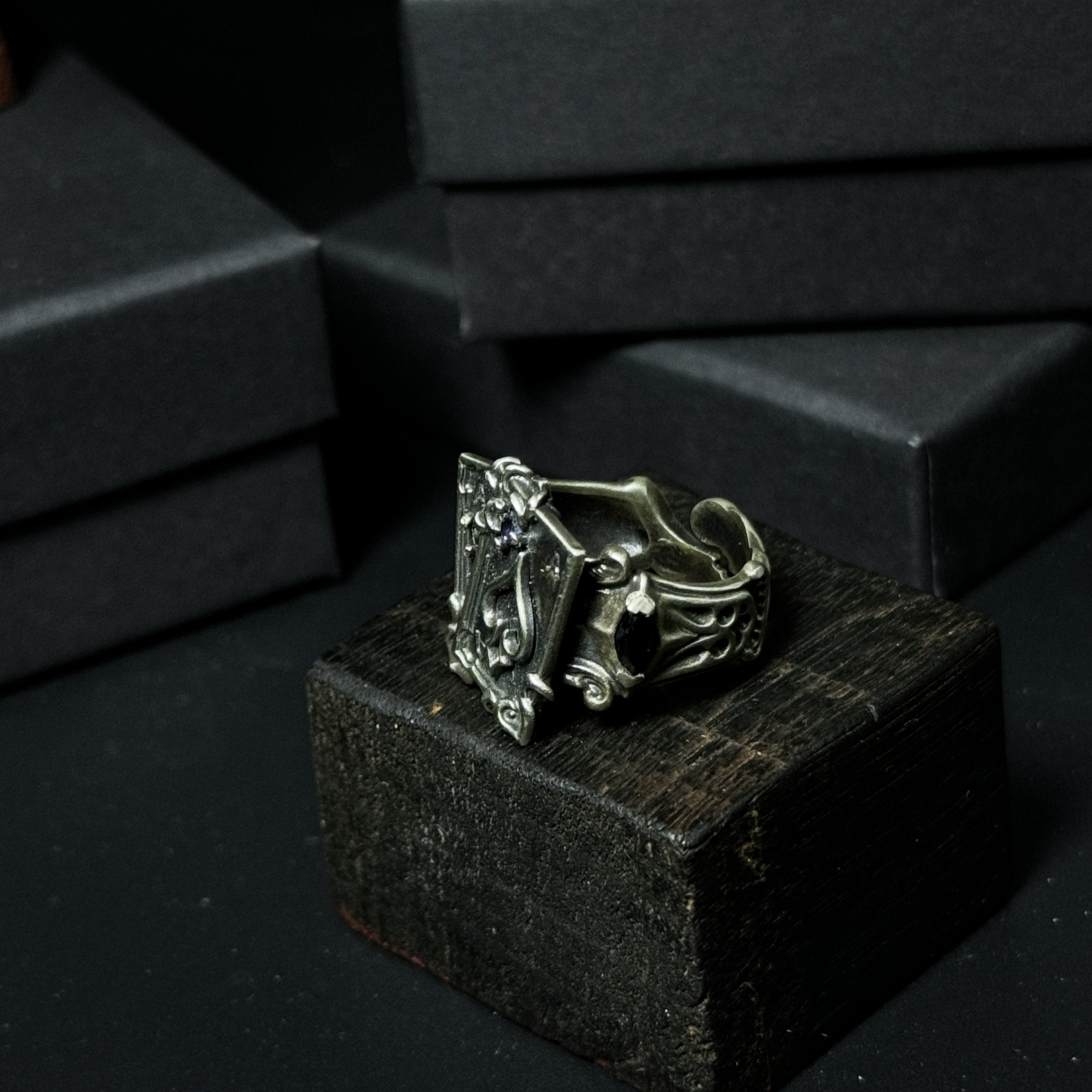 Yuuzo 925 Japan Ace of Spades Poker Ring • Dark Gothic Vintage Card-Inspired Engraved Art Band for Men & Women