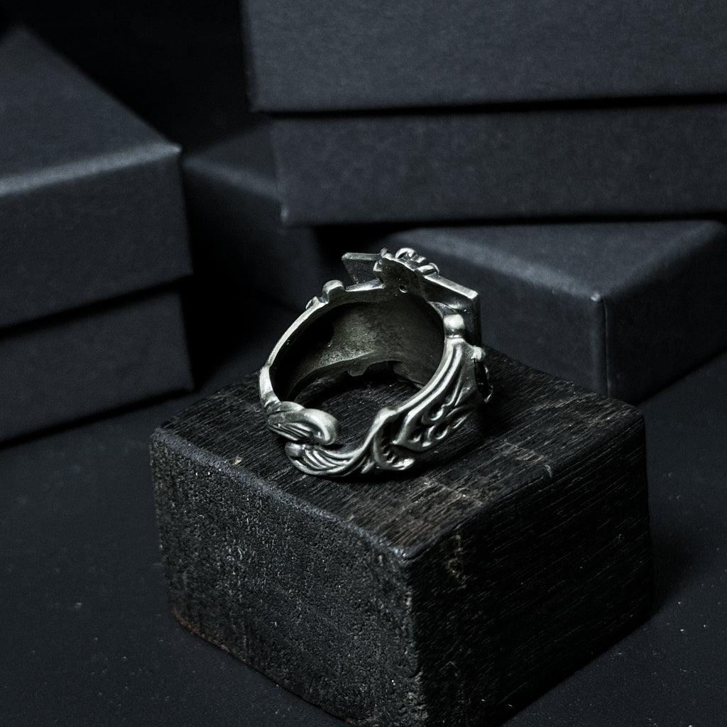 Yuuzo 925 Japan Ace of Spades Poker Ring • Dark Gothic Vintage Card-Inspired Engraved Art Band for Men & Women