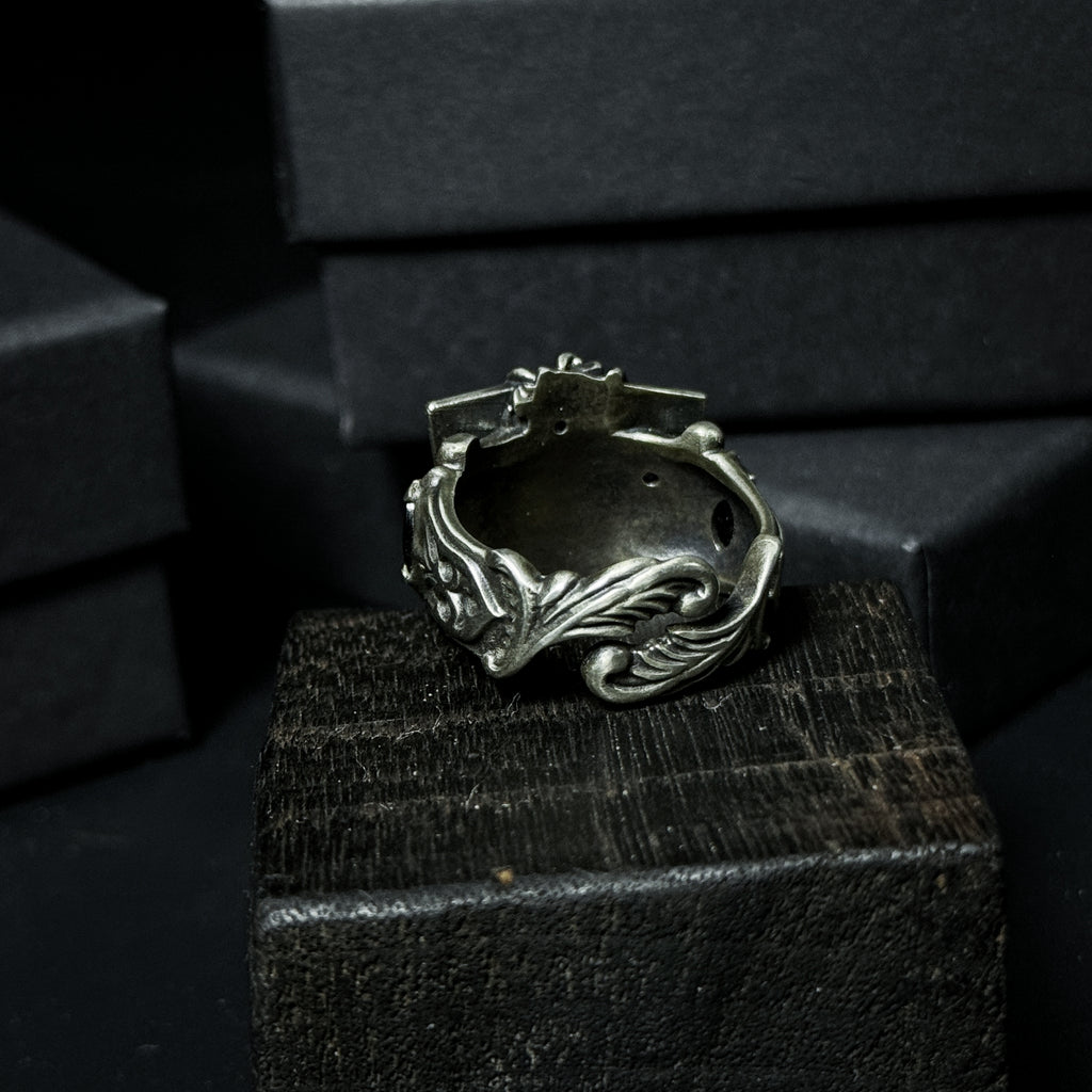 Yuuzo 925 Japan Ace of Spades Poker Ring • Dark Gothic Vintage Card-Inspired Engraved Art Band for Men & Women
