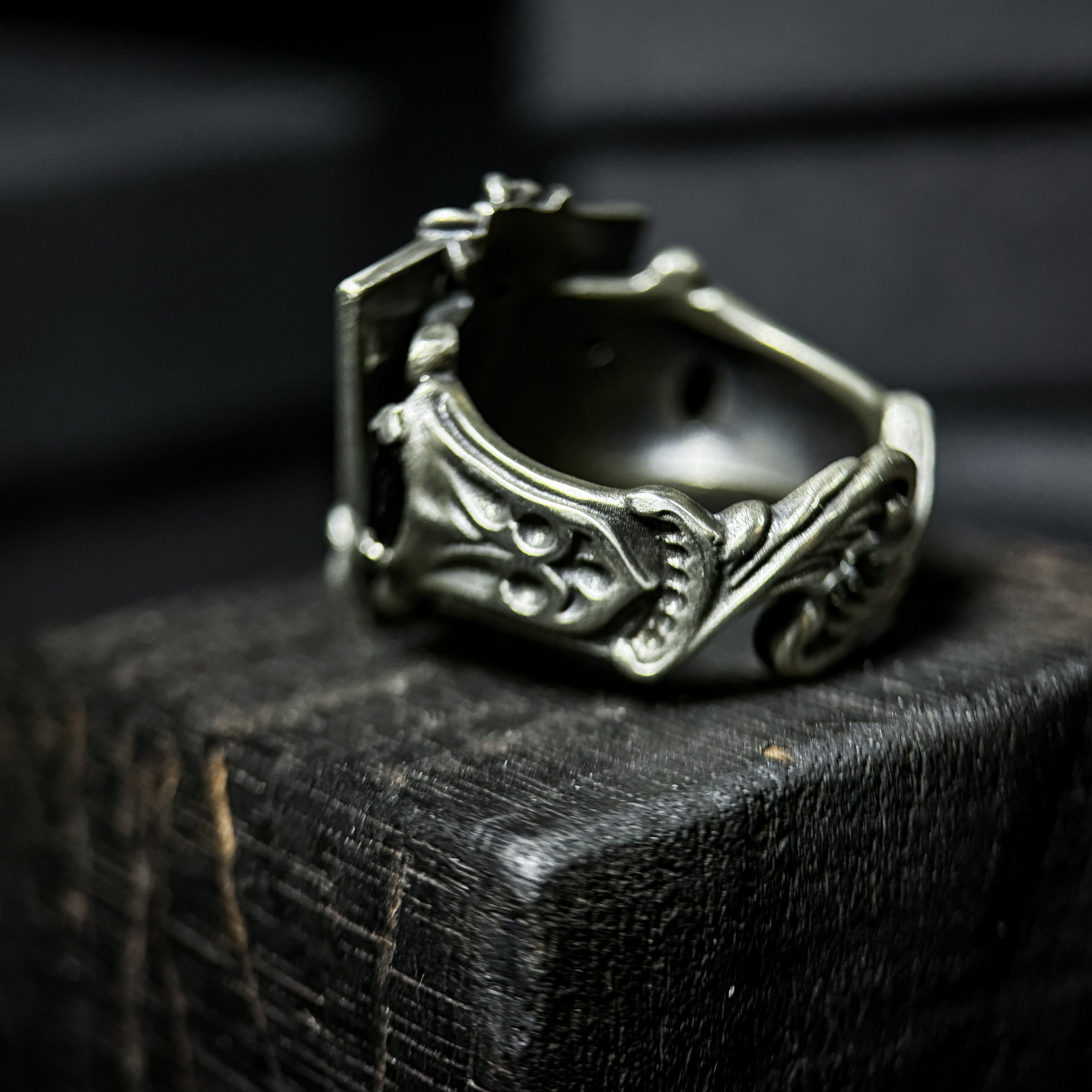 Yuuzo 925 Japan Ace of Spades Poker Ring • Dark Gothic Vintage Card-Inspired Engraved Art Band for Men & Women