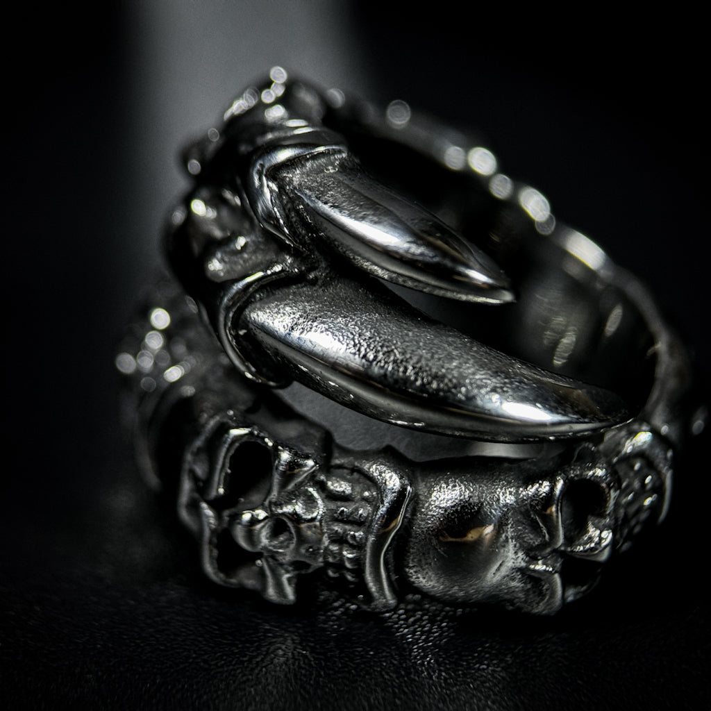 Yuuzo 925 Japan Artistic Skull Ring • Dark Vintage Sculptural Art Band for Men & Women