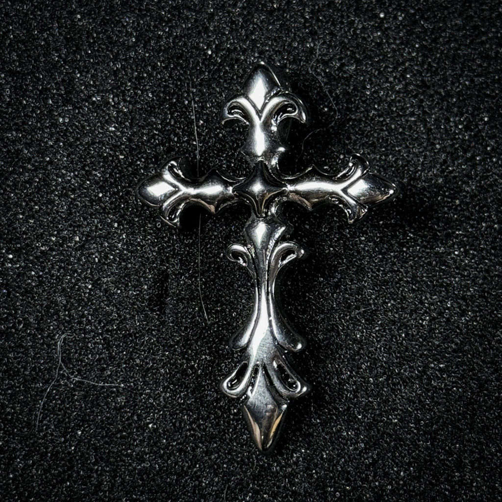 Yuuzo 925 Japan Artistic Fleur-de-Lis Cross Pendant • Dark Vintage Sculptural Art Necklace Pendant for Men & Women