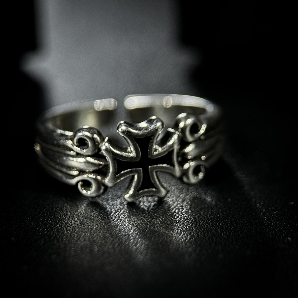 Yuuzo 925 Japan Artistic Cross Ring • Dark Vintage Sculptural Art Band for Men & Women