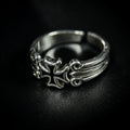 Yuuzo 925 Japan Artistic Cross Ring • Dark Vintage Sculptural Art Band for Men & Women