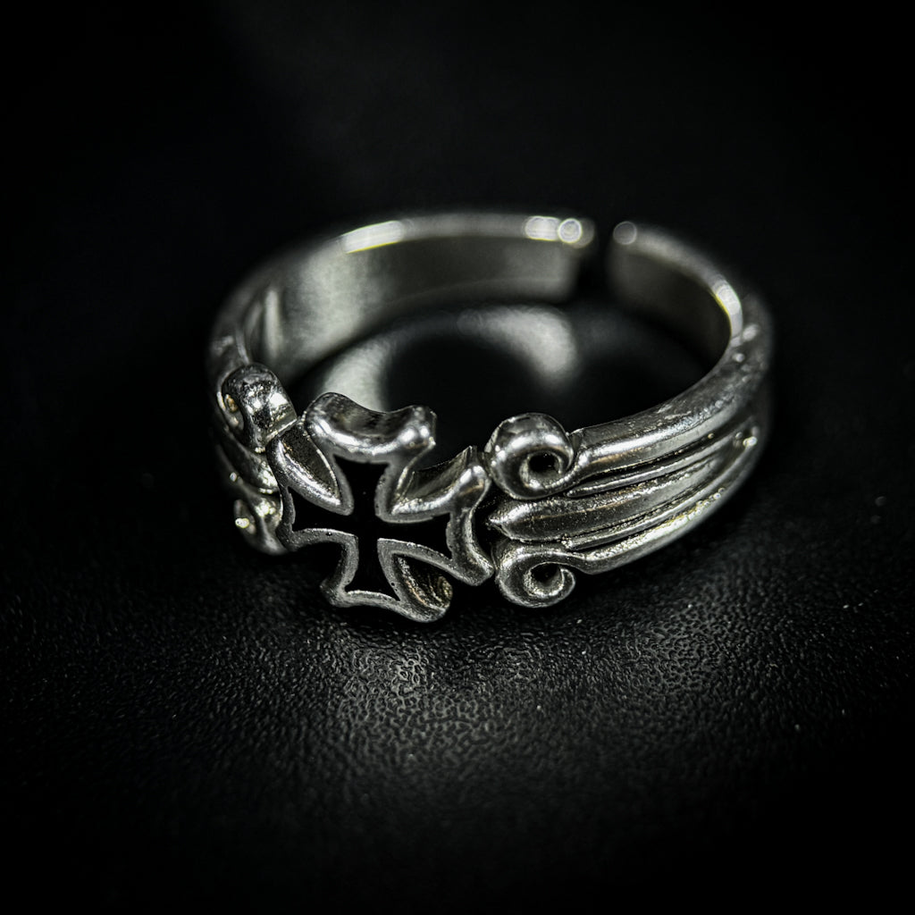 Yuuzo 925 Japan Artistic Cross Ring • Dark Vintage Sculptural Art Band for Men & Women