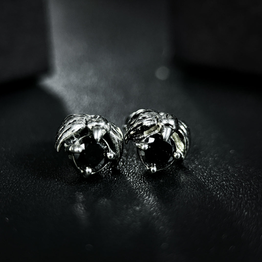 Yuuzo 925 Japan Artistic Owl Stud Earrings • Dark Vintage Sculptural Art Stud Earrings for Men & Women