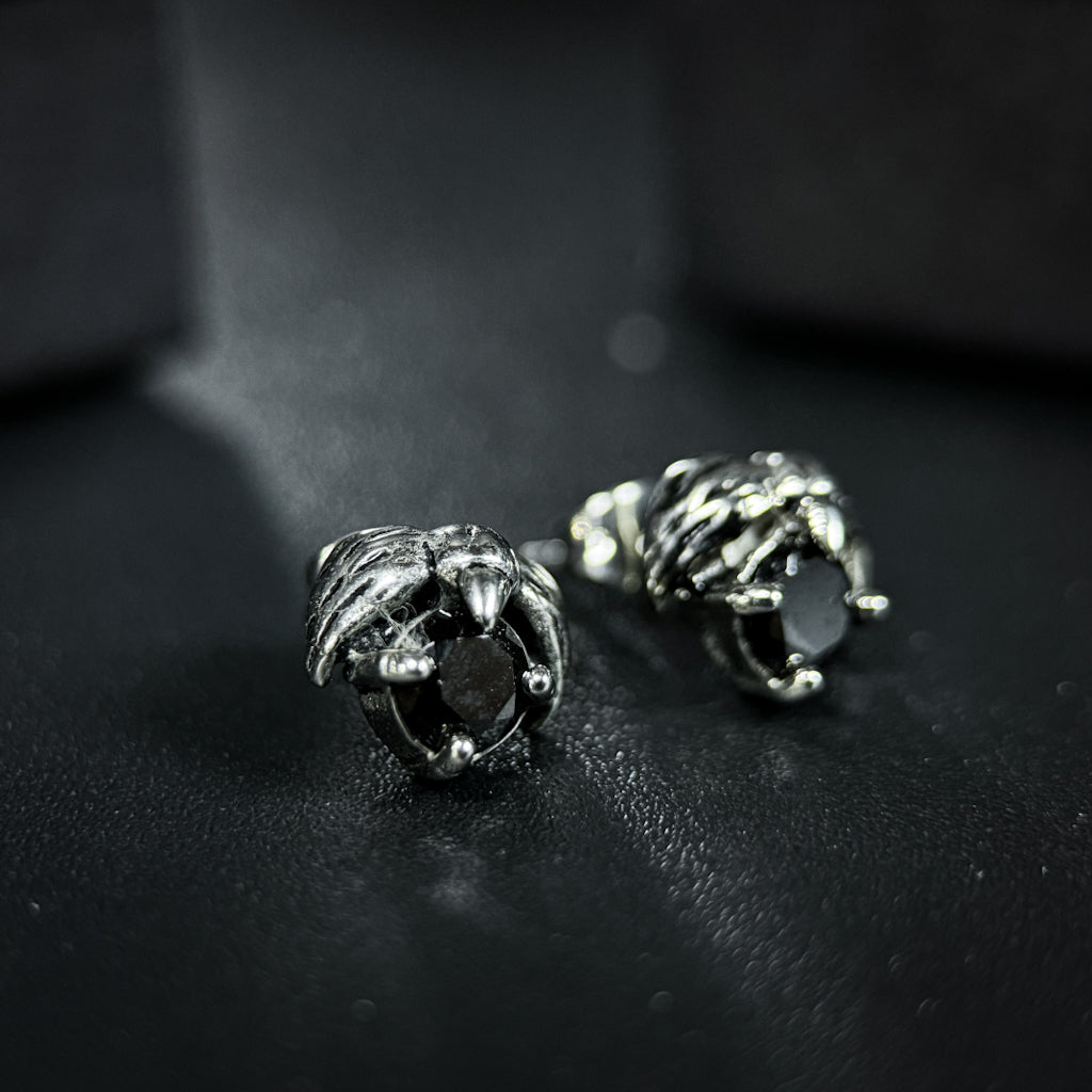 Yuuzo 925 Japan Artistic Owl Stud Earrings • Dark Vintage Sculptural Art Stud Earrings for Men & Women