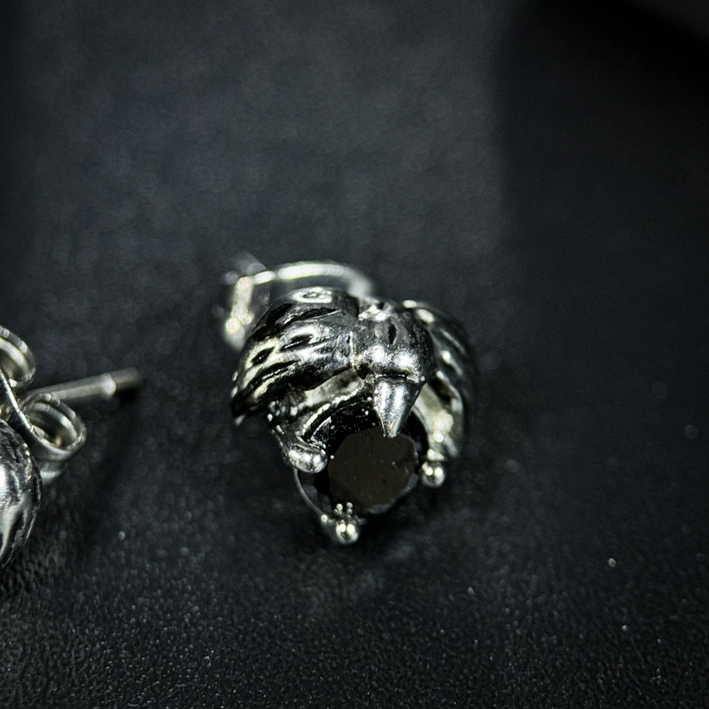 Yuuzo 925 Japan Artistic Owl Stud Earrings • Dark Vintage Sculptural Art Stud Earrings for Men & Women