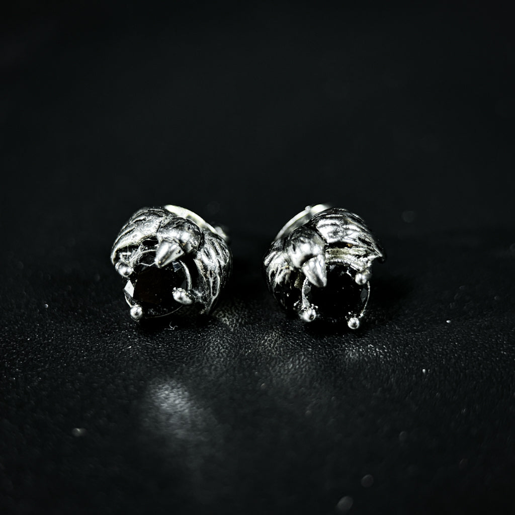 Yuuzo 925 Japan Artistic Owl Stud Earrings • Dark Vintage Sculptural Art Stud Earrings for Men & Women