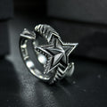 Yuuzo 925 Japan Vintage Five Point Star Ring • Classic Engraved Open Band with Bold Star Symbol Design for Men & Women