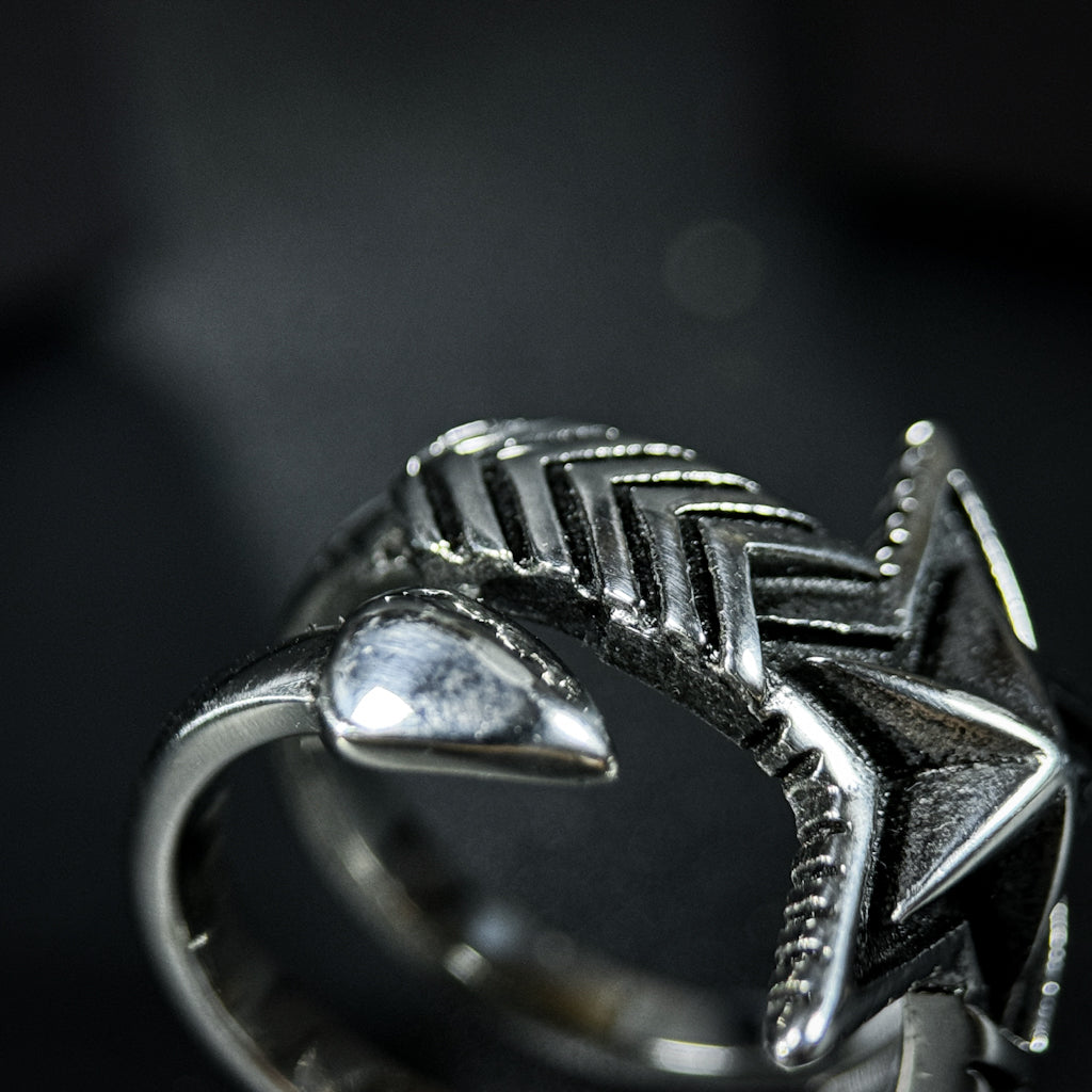 Yuuzo 925 Japan Vintage Five Point Star Ring • Classic Engraved Open Band with Bold Star Symbol Design for Men & Women