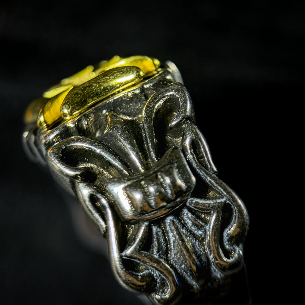 Yuuzo 925 Japan Cross Ring • Vintage Engraved Statement Open Band with Bold Brass Cross Emblem for Men & Women