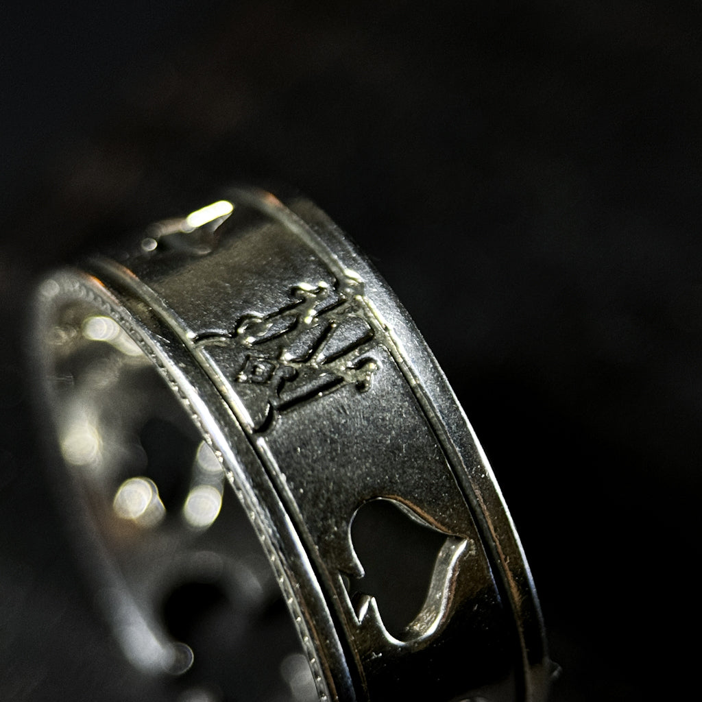 Yuuzo 925 Japan Poker Symbol Ring • Vintage Engraved Statement Band with Hollow Playing Card Design for Men & Women