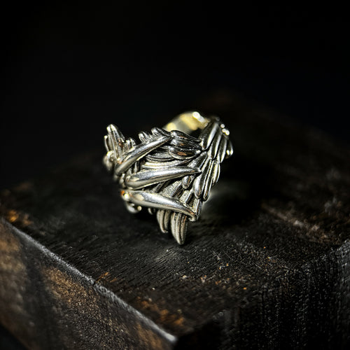 Yuuzo 925 Japan Angel Wing Ring • Vintage Engraved Statement Band with Layered Feather Wing Design for Men & Women