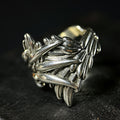 Yuuzo 925 Japan Angel Wing Ring • Vintage Engraved Statement Band with Layered Feather Wing Design for Men & Women