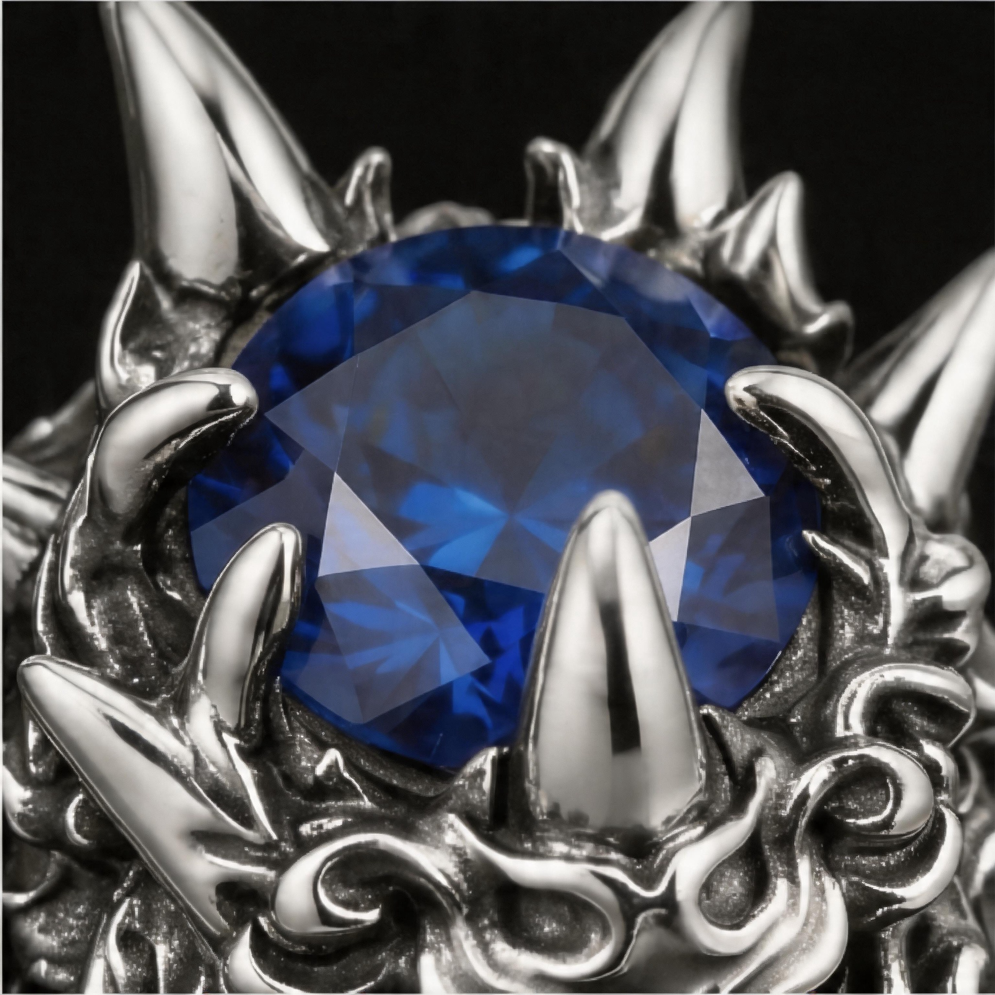 Yuuzo 925 Japan Dragon Head Blue Stone Ring • Bold Gothic Design Adjustable Ring for Statement Jewelry, Streetwear Outfit