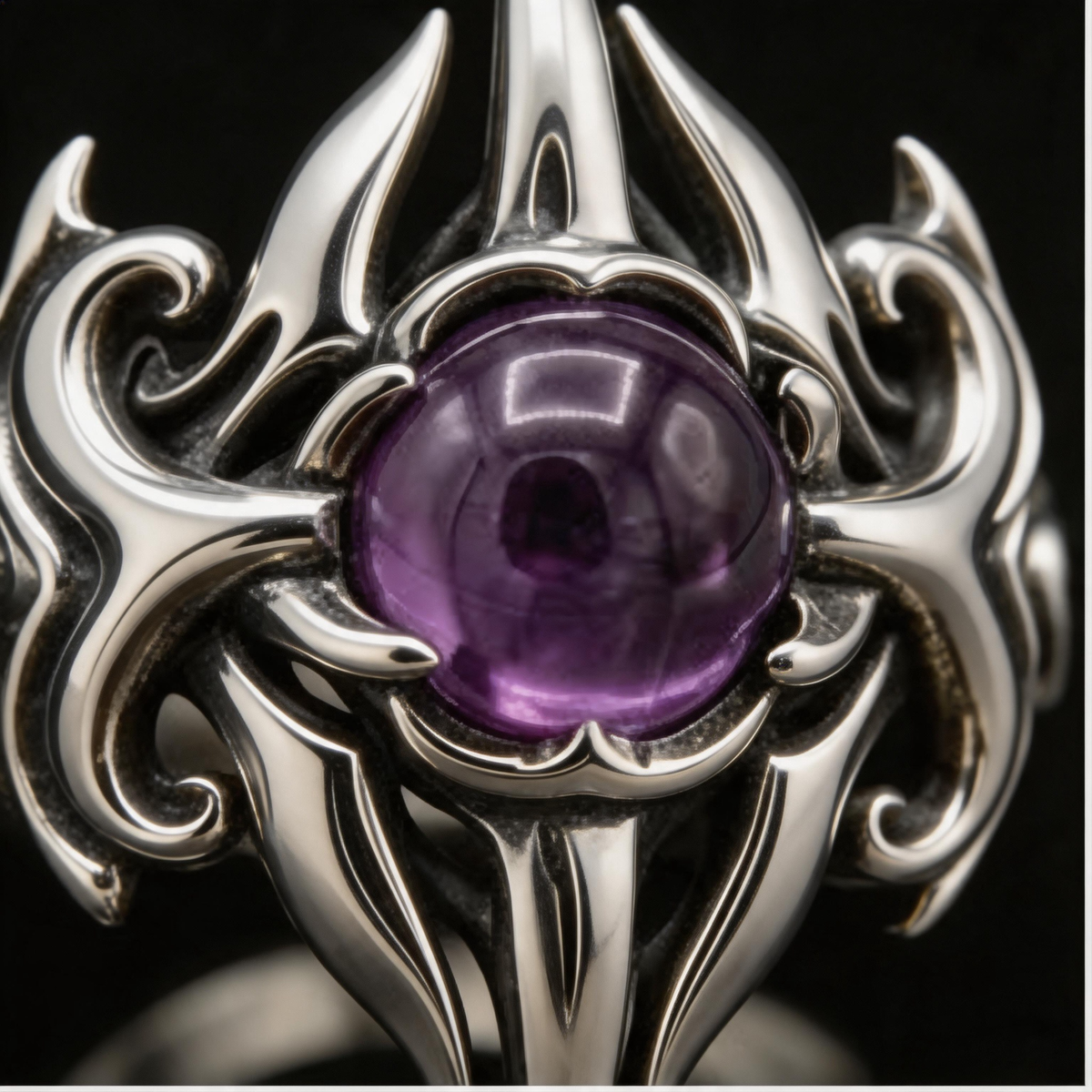 Yuuzo Purple Stone Gothic 925 Sterling Silver Ring