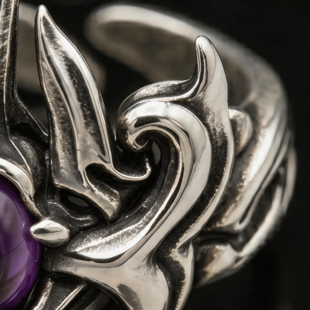 Yuuzo Purple Stone Gothic 925 Sterling Silver Ring