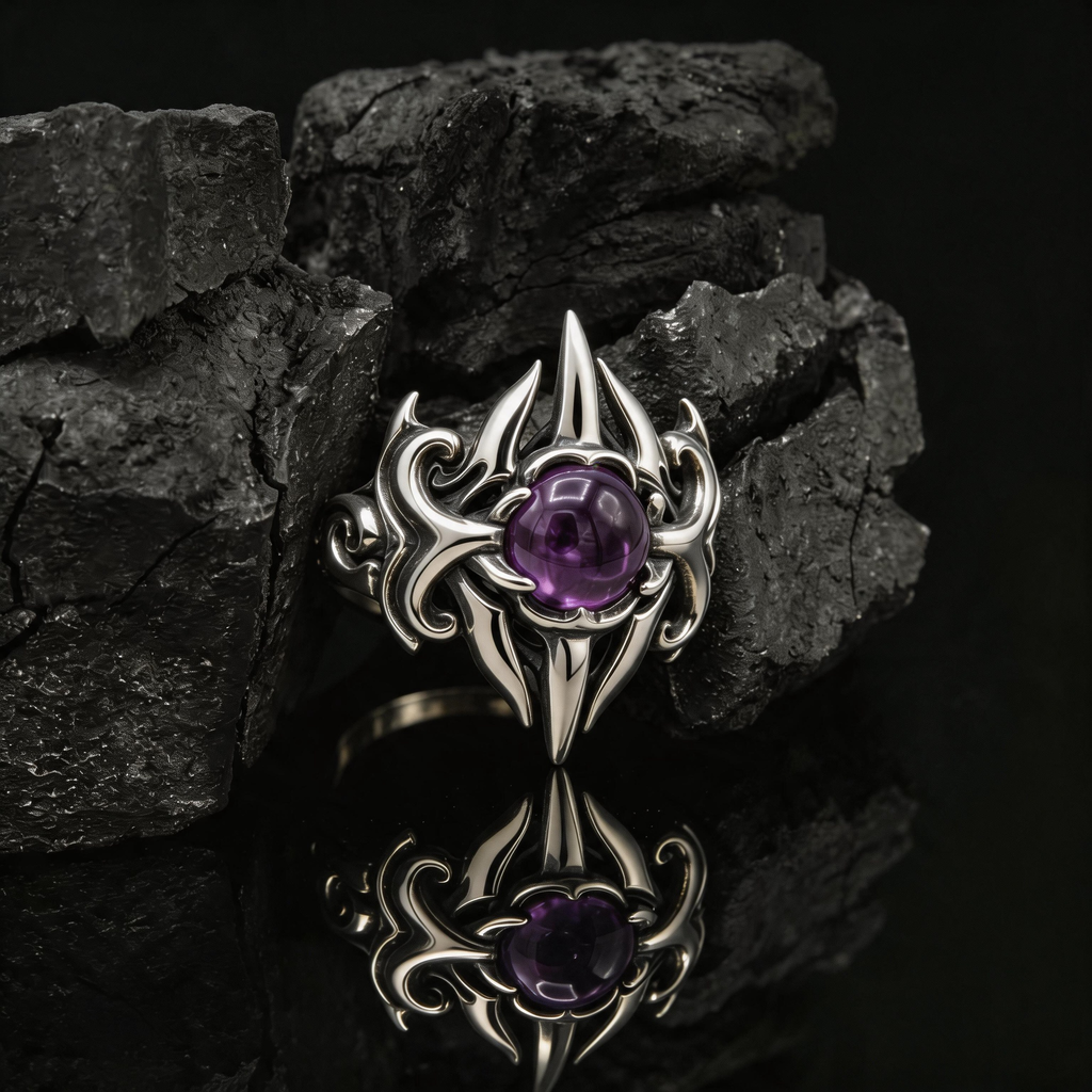 Yuuzo Purple Stone Gothic 925 Sterling Silver Ring
