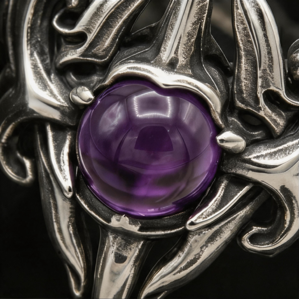 Yuuzo Purple Stone Gothic 925 Sterling Silver Ring