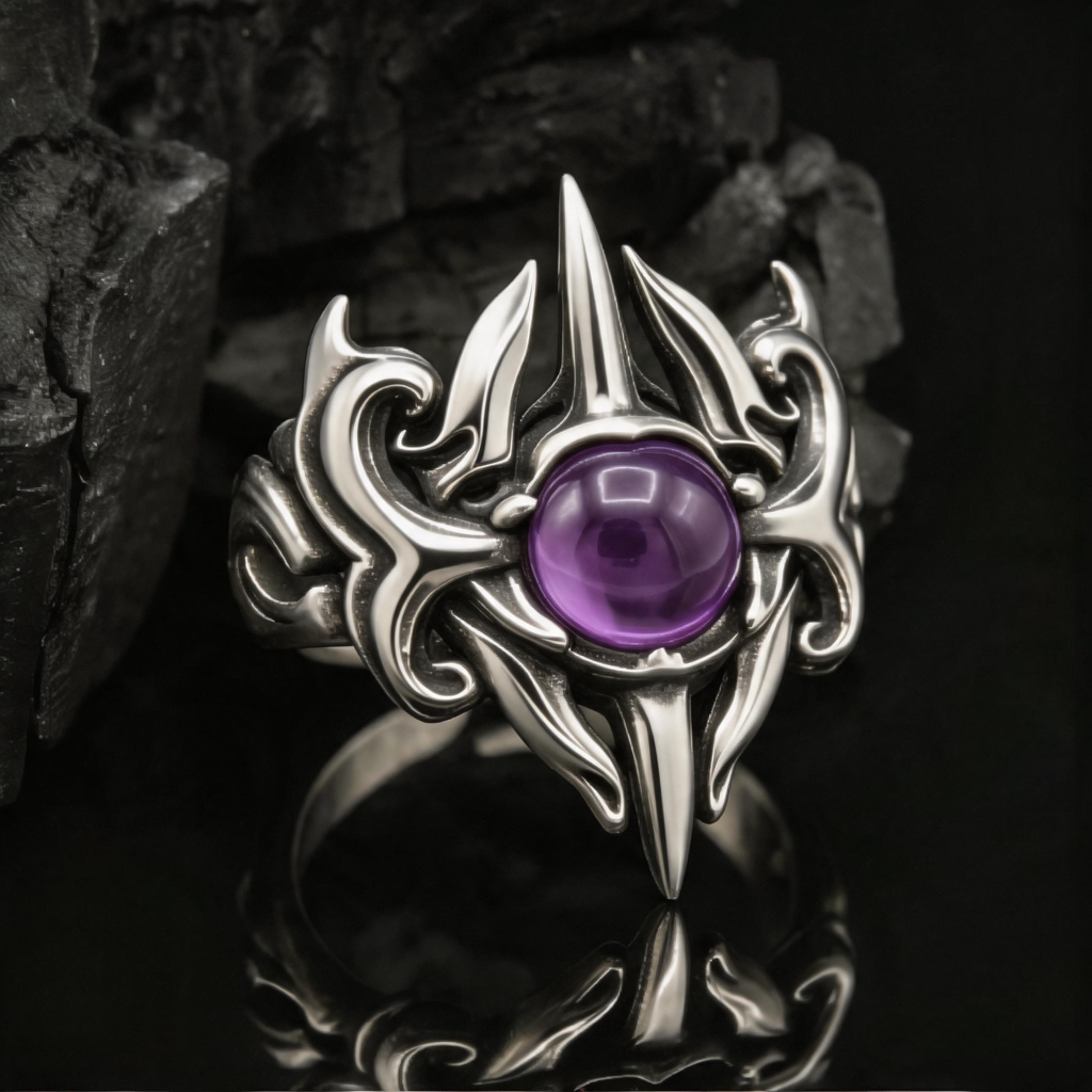 Yuuzo Purple Stone Gothic 925 Sterling Silver Ring