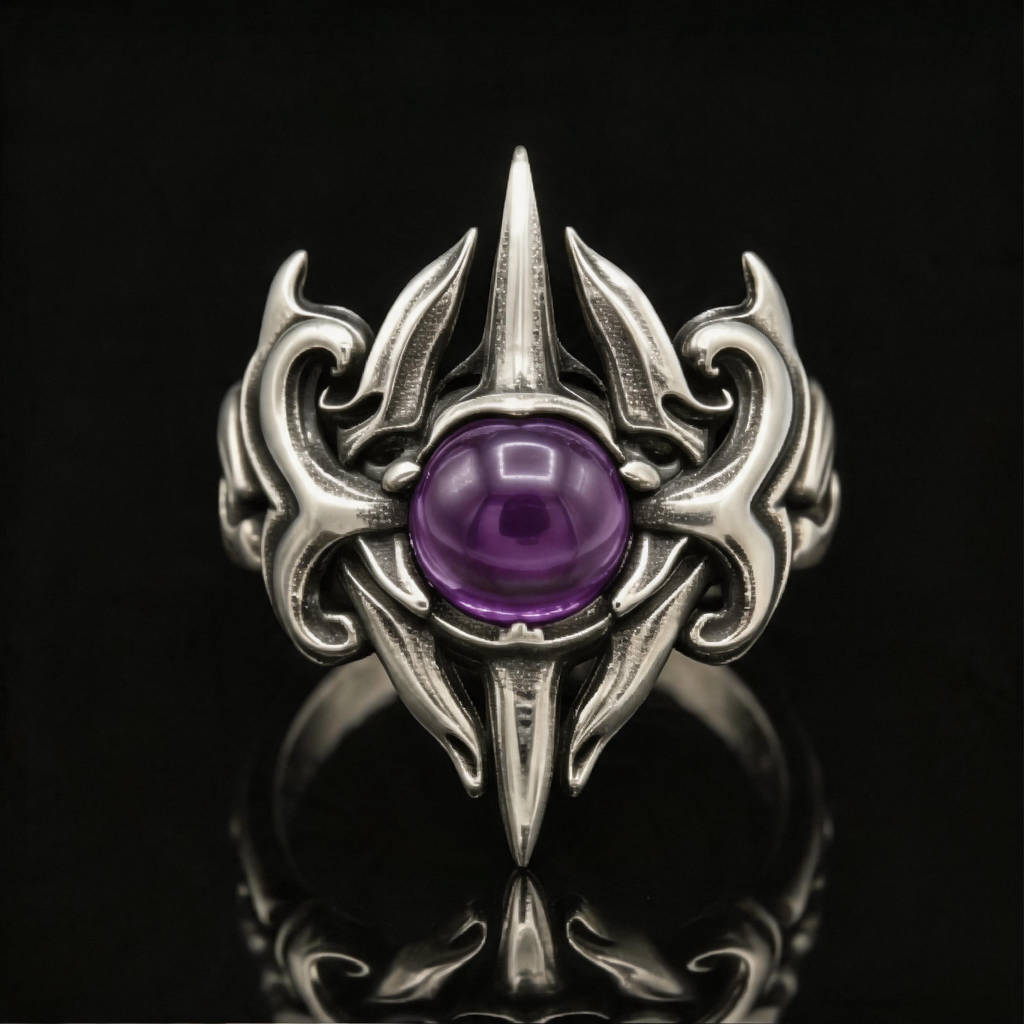 Yuuzo Purple Stone Gothic 925 Sterling Silver Ring