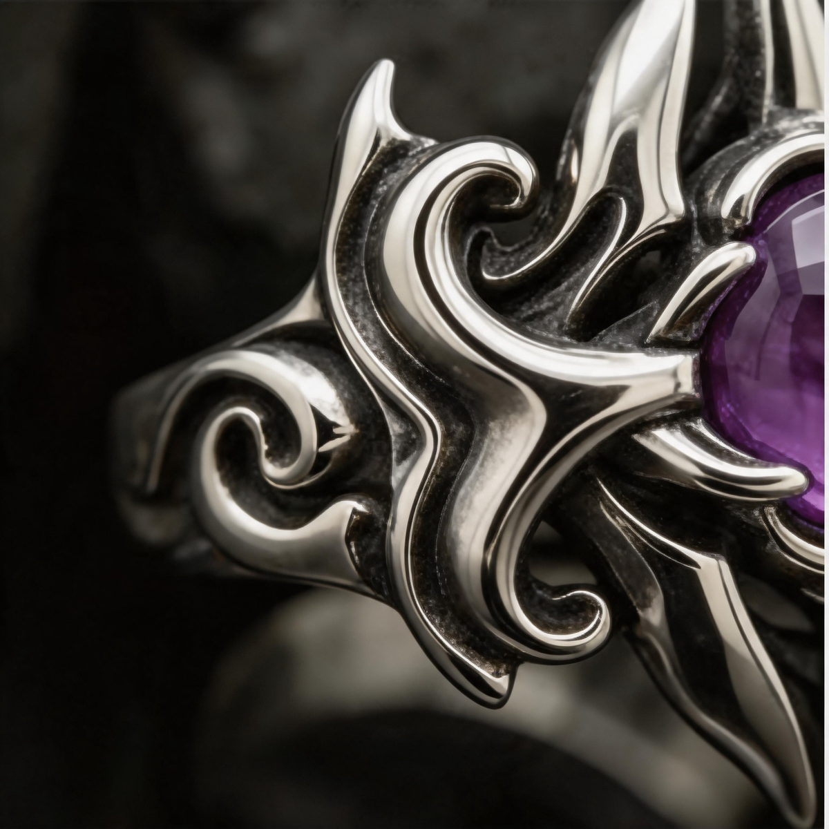 Yuuzo Purple Stone Gothic 925 Sterling Silver Ring