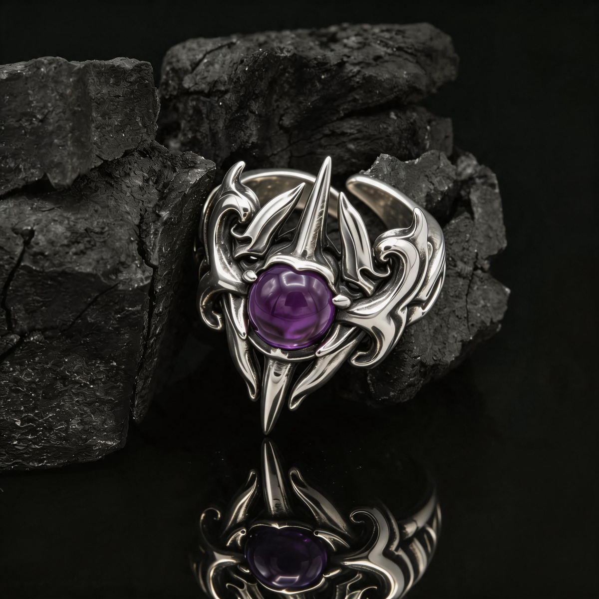 Yuuzo Purple Stone Gothic 925 Sterling Silver Ring