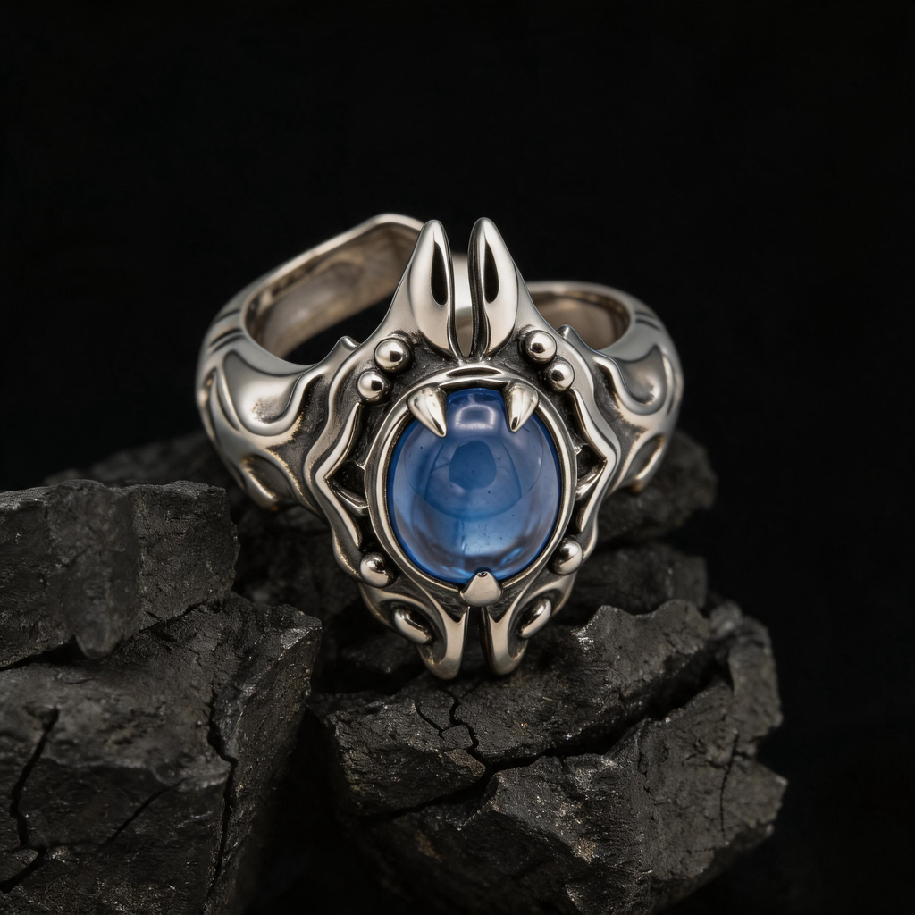 Yuuzo Blue Eye Gothic 925 Sterling Silver Ring
