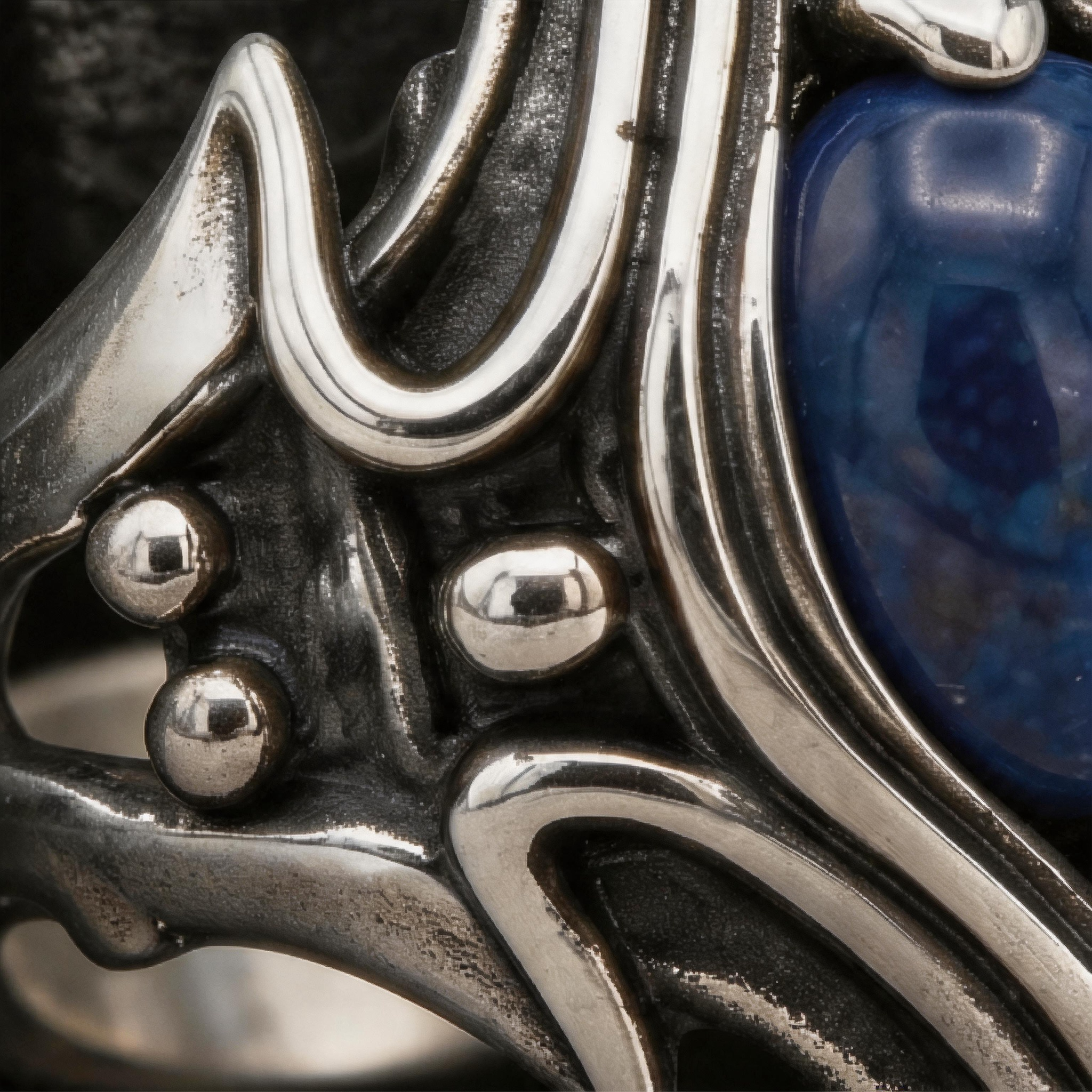 Yuuzo 925 Japan Dark Fantasy Blue Eye Ring, Gothic Punk Jewelry for Women Men, Adjustable Witchcore Ring, Vintage Y2K Streetwear Accessories, Alternative Fashion Gift