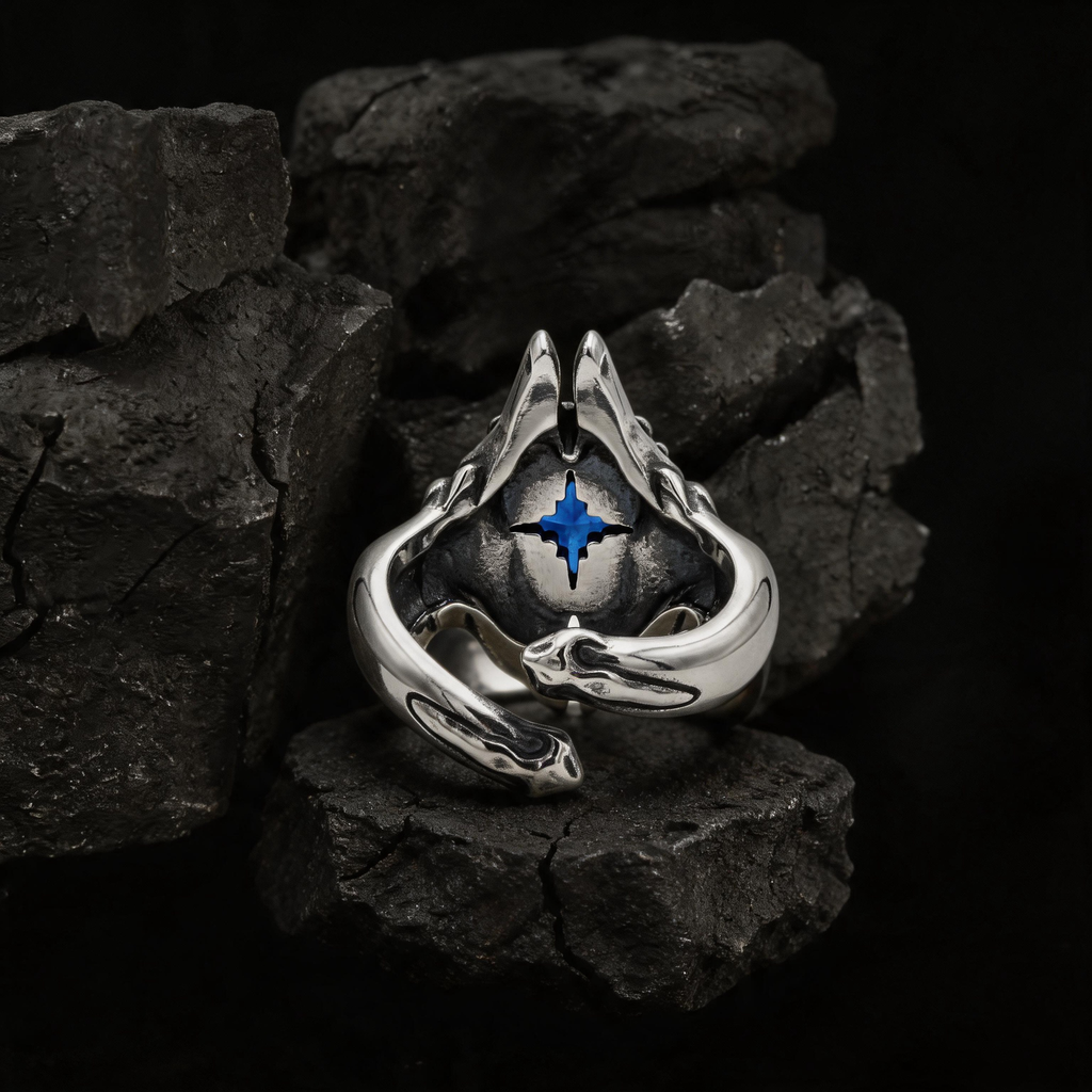 Yuuzo Blue Eye Gothic 925 Sterling Silver Ring