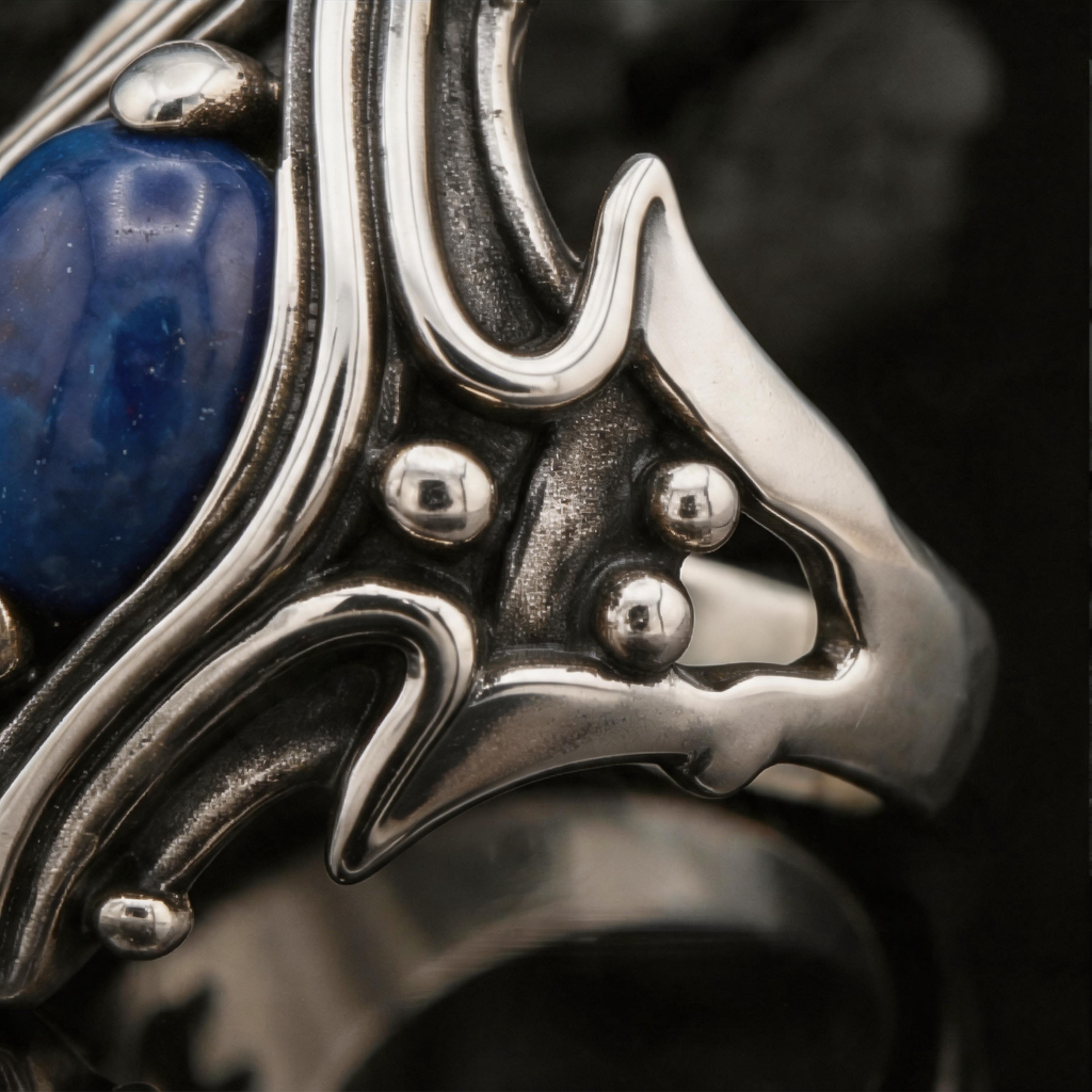 Yuuzo 925 Japan Dark Fantasy Blue Eye Ring, Gothic Punk Jewelry for Women Men, Adjustable Witchcore Ring, Vintage Y2K Streetwear Accessories, Alternative Fashion Gift
