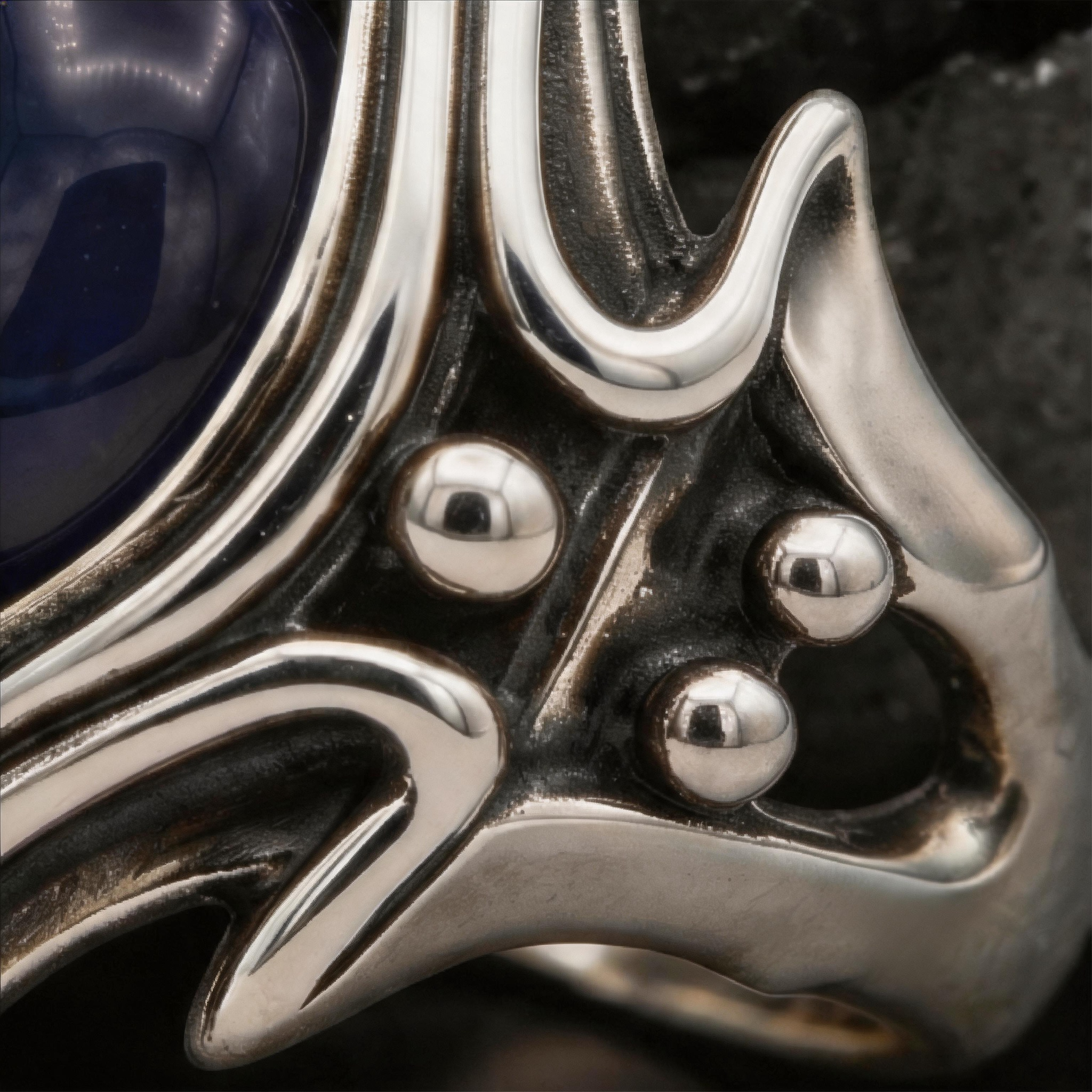 Yuuzo 925 Japan Dark Fantasy Blue Eye Ring, Gothic Punk Jewelry for Women Men, Adjustable Witchcore Ring, Vintage Y2K Streetwear Accessories, Alternative Fashion Gift