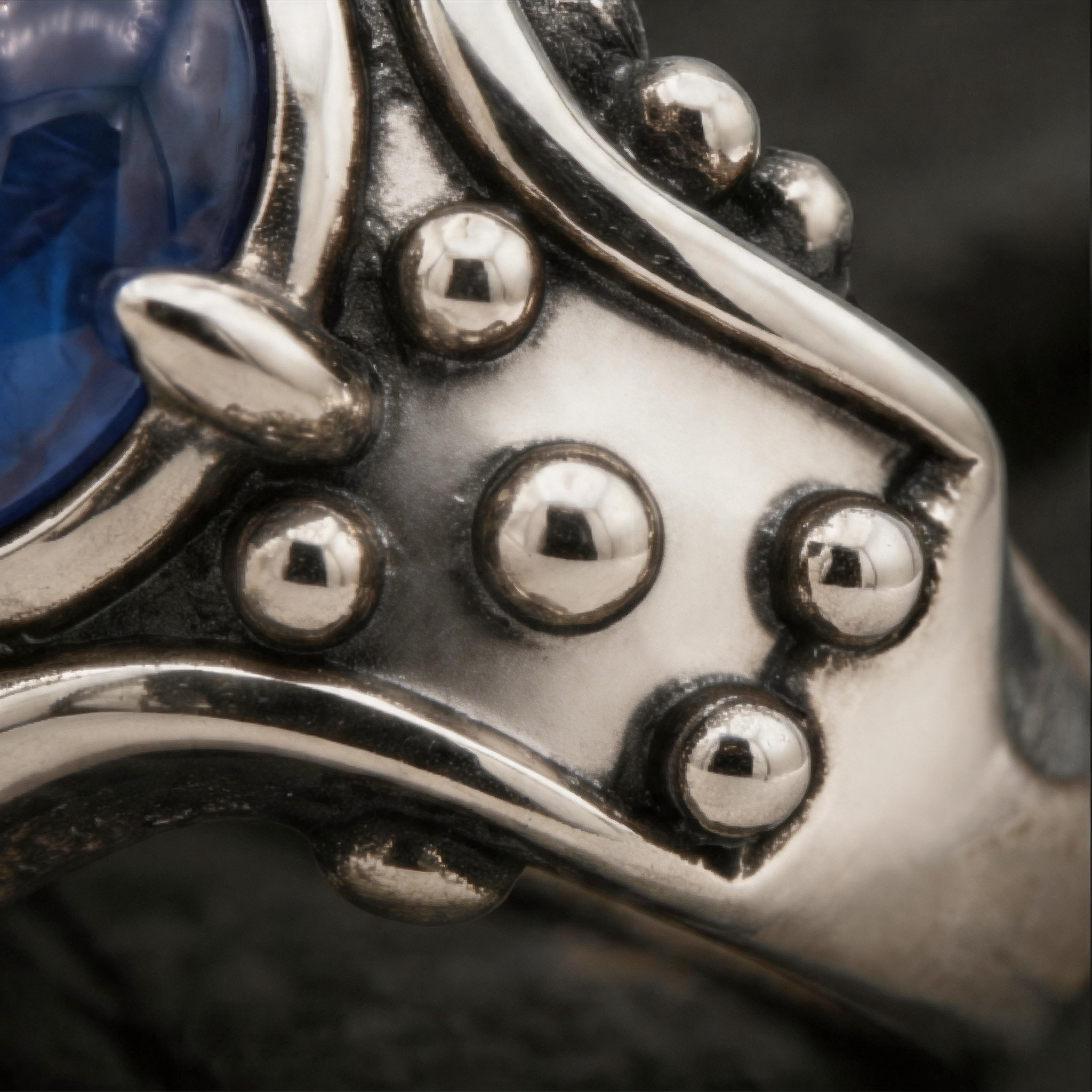 Yuuzo Dark Fantasy Blue Gem Ring, Gothic Punk Jewelry for Women Men, Y2K Alternative Fashion Ring, Adjustable Streetwear Accessories, Cool Goth Style Gift