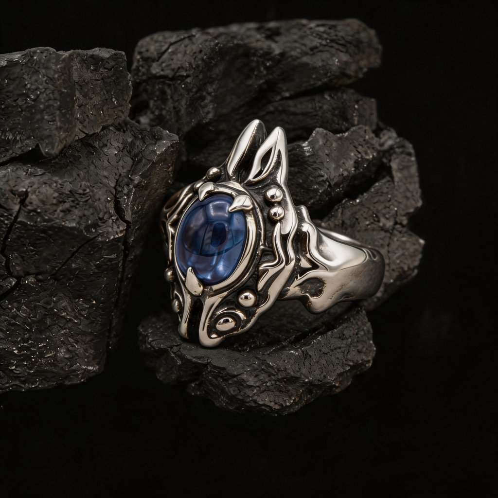 Yuuzo Blue Eye Gothic 925 Sterling Silver Ring