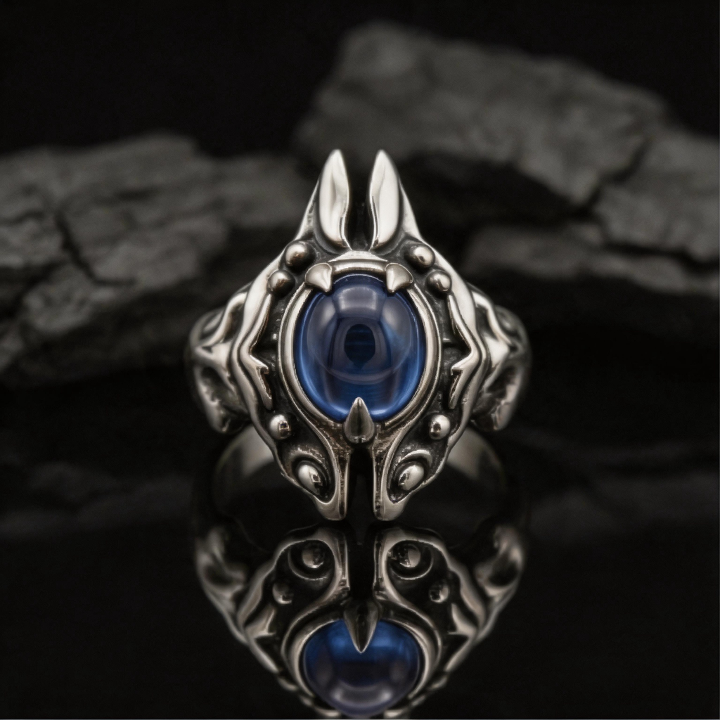 Yuuzo Blue Eye Gothic 925 Sterling Silver Ring