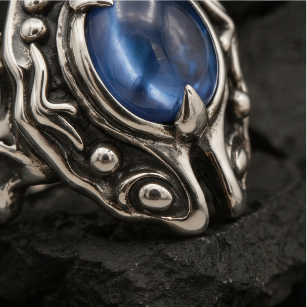 Yuuzo Blue Eye Gothic 925 Sterling Silver Ring