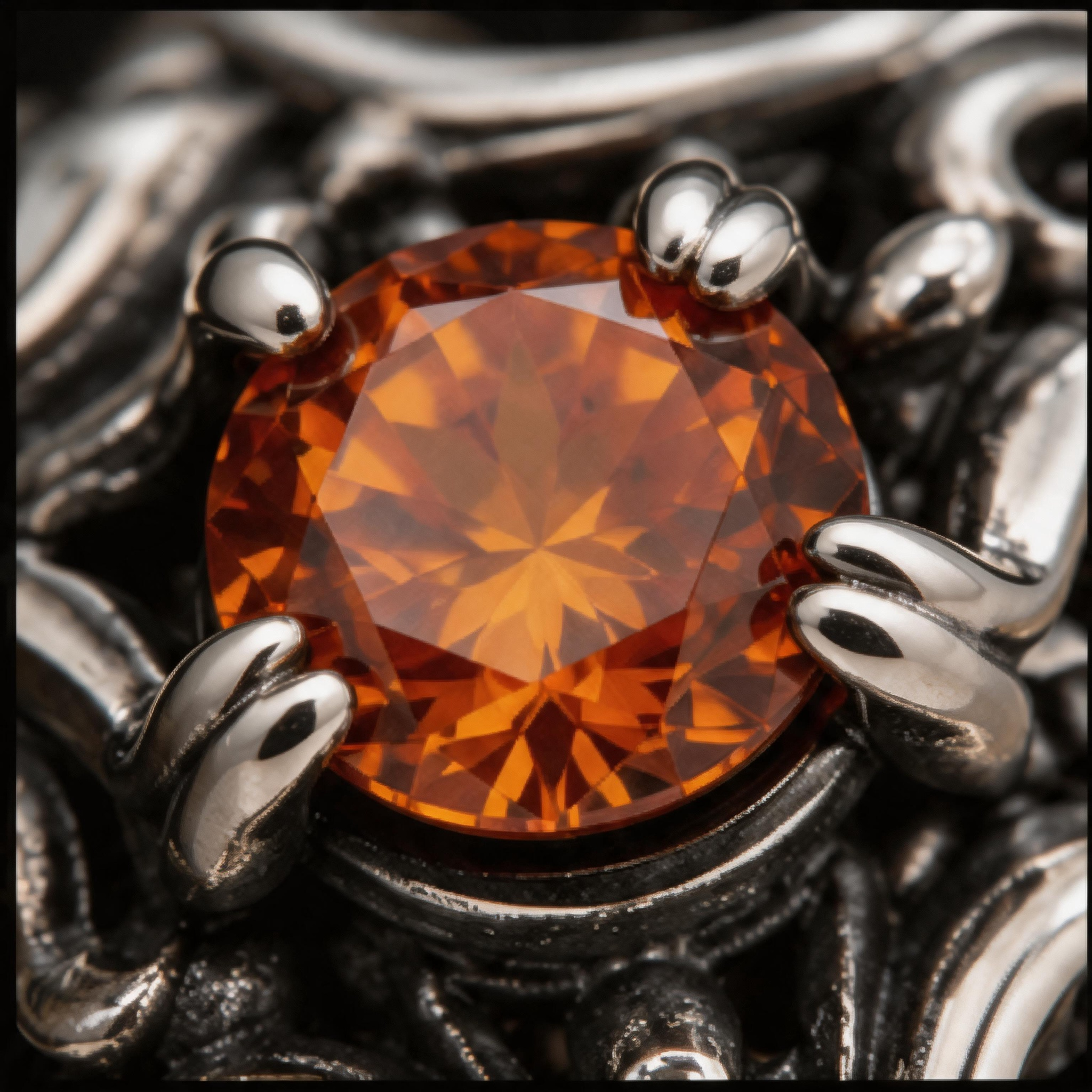 Yuuzo Amber Gem Gothic Ring, Dark Aesthetic Adjustable Jewelry for Women Men, Vintage Punk Ring, Y2K Alternative Fashion Accessories, Goth Outfit Statement Ring