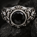 Yuuzo Black Gem Gothic 925 Sterling Silver Ring